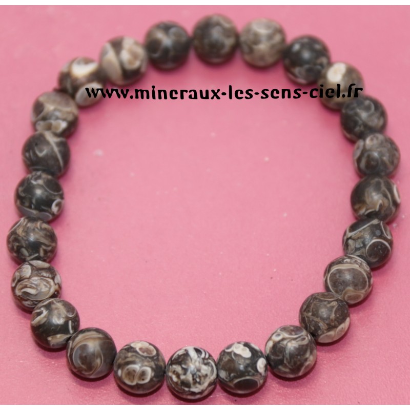 bracelet boules 8mm pierre turritella