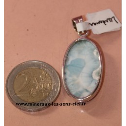 pendentif pierre poli larimar monté sur argent