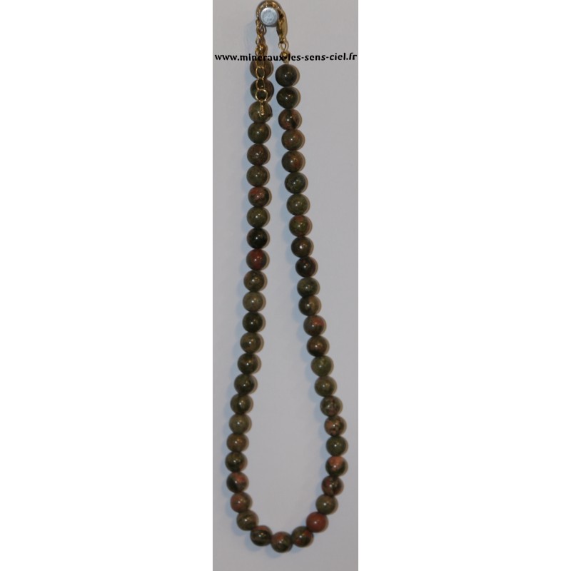 collier boules 8mm pierre unakite