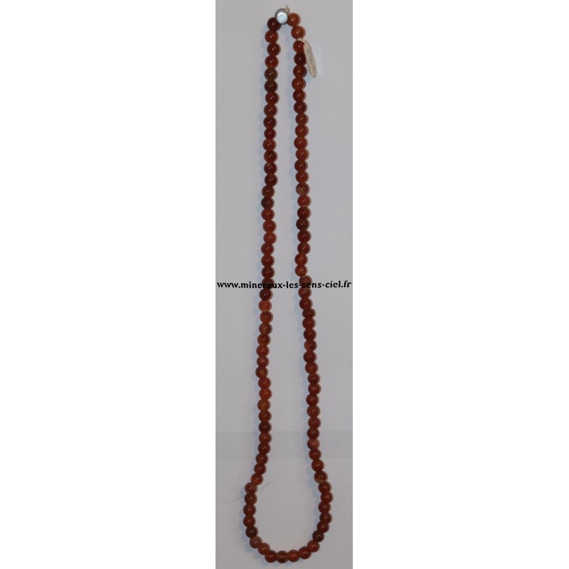 collier boules 8mm pierre cornaline 80cm