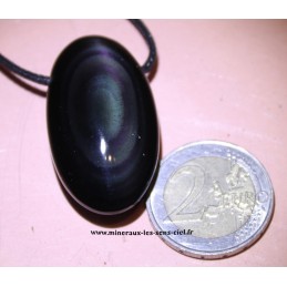 pendentif galet obsidienne oeil celeste