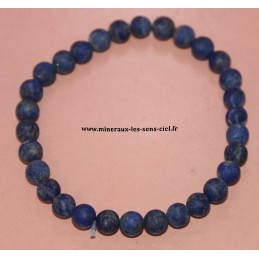 bracelet boules 6mm lapis lazuli mat sans traitement