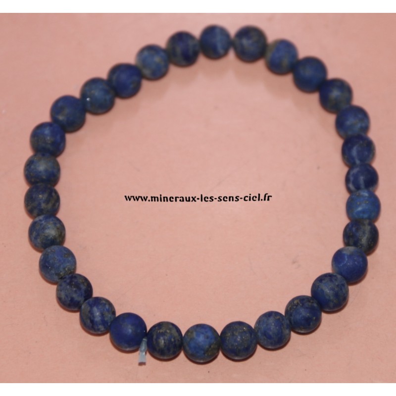 bracelet boules 6mm lapis lazuli mat sans traitement