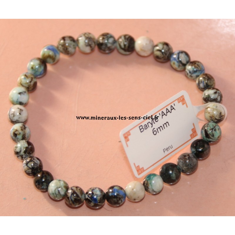 bracelet boules 6mm baryte pierre extra