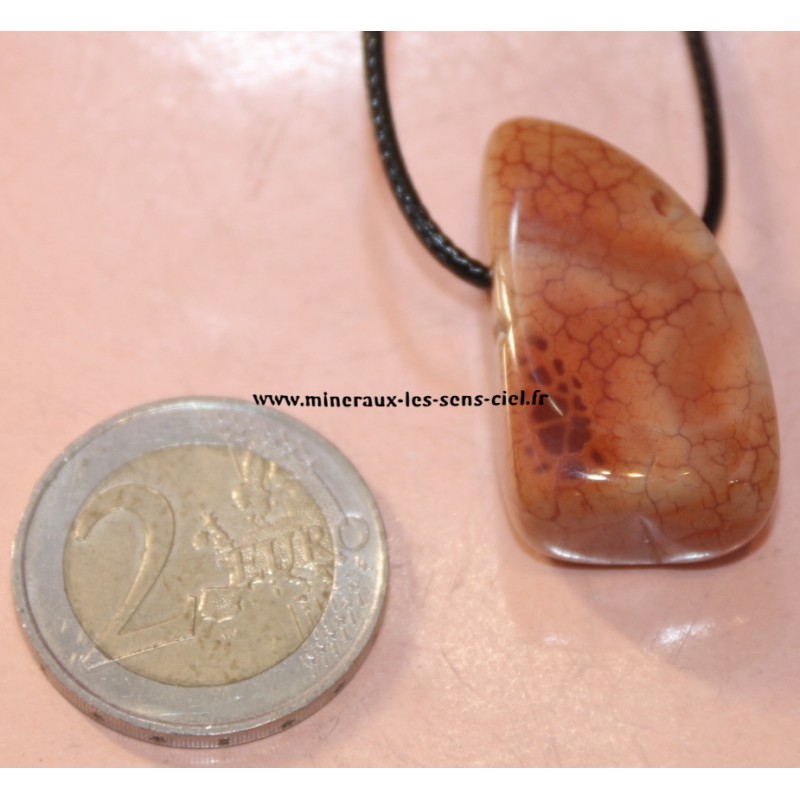 pendentif pierre roulée agate de feu