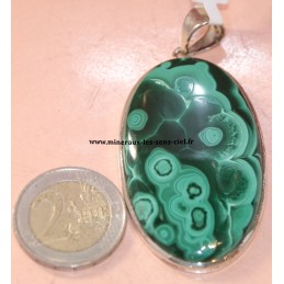 pendentif sur argent malachite