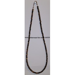 Collier Boules 6mm Facetter - 3 oeils - Tigre - Faucon - Taureau - 64cm