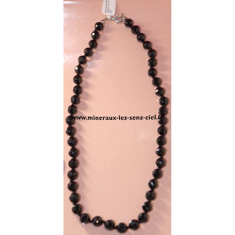 Collier Spinelle Noire Boules 8mm Facetter - 46cm