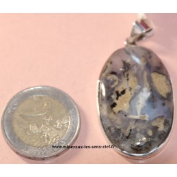 Pendentif Agate Dendritique sur Argent