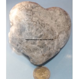 coeur en pierre celestine ou celestite brut