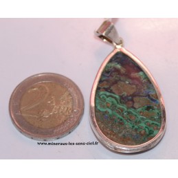 pendentif azurite malachite monté sur argent