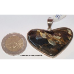 pendentif coeur pierre pietersite sur argent