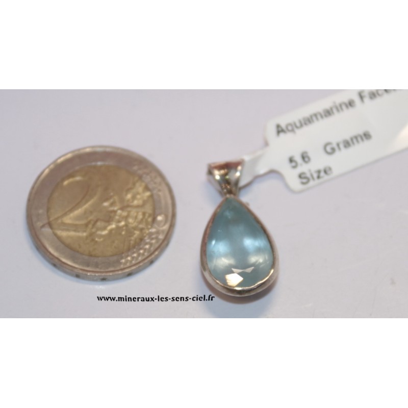 pendentif aigue marine sur argent qualité extra