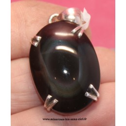 pendentif pierre obsidienne oeil celeste sur argent