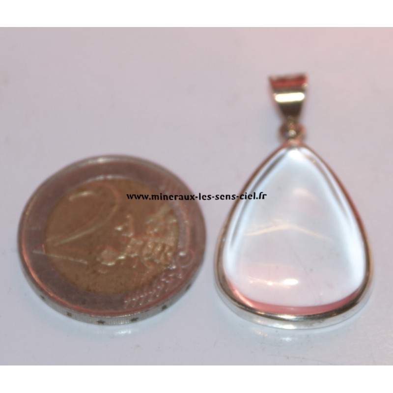 pendentif goutte pierre cristal de roche sur argent