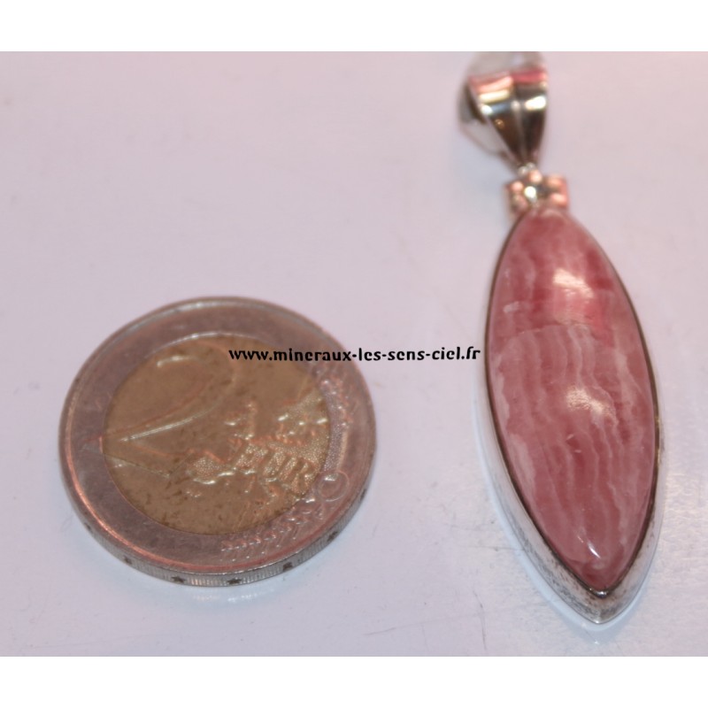 pendentif pierre rhodochrosite sur argent