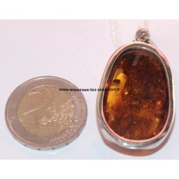 pendentif ambre naturelle extra argent