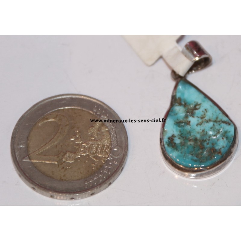 pendentif pierre turquoise d'arizona naturelle sur argent