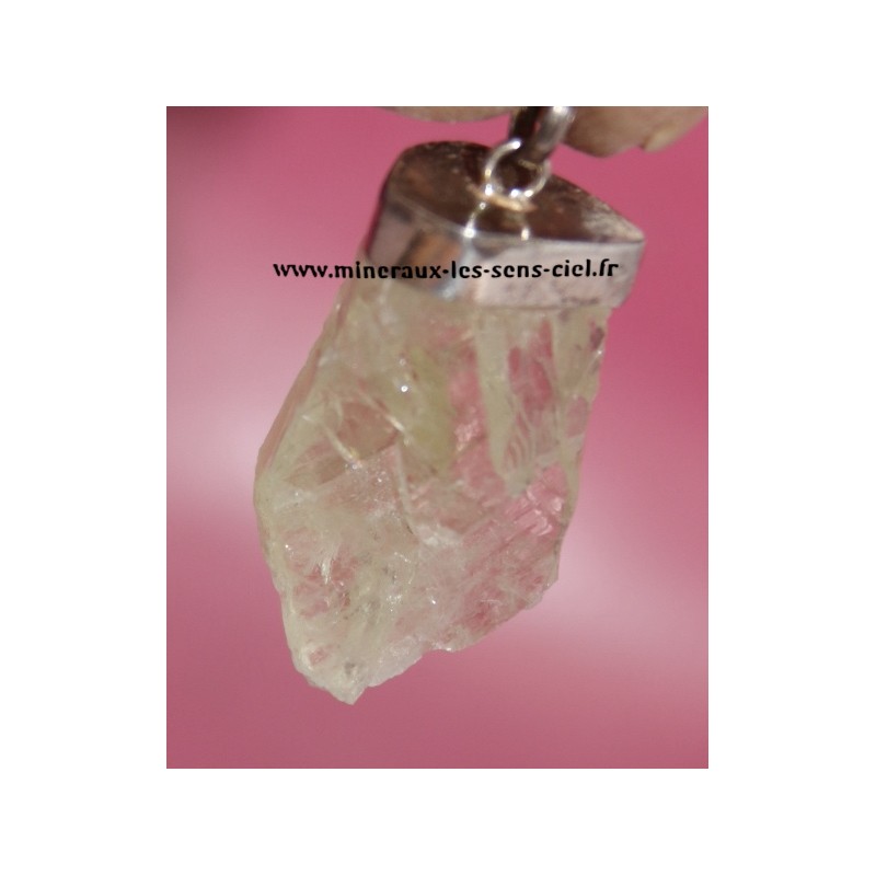 pendentif kunzite verte sur argent