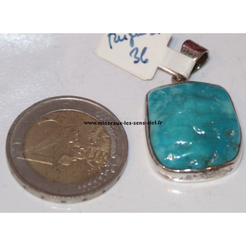 pendentif argent pierre turquoise d'arizona extra