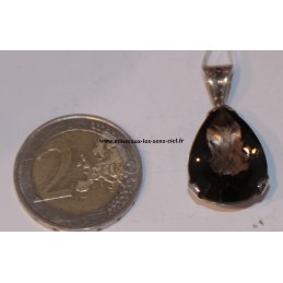 pendentif quartz fumé monté sur argent