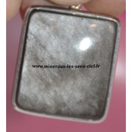 pendentif pierre obsidienne argenté sur argent