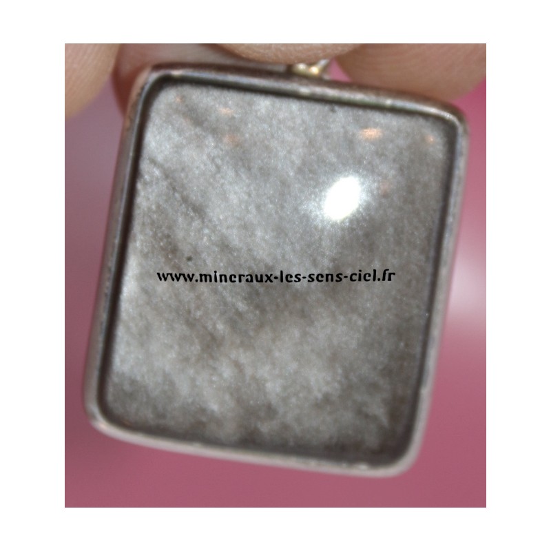 pendentif pierre obsidienne argenté sur argent