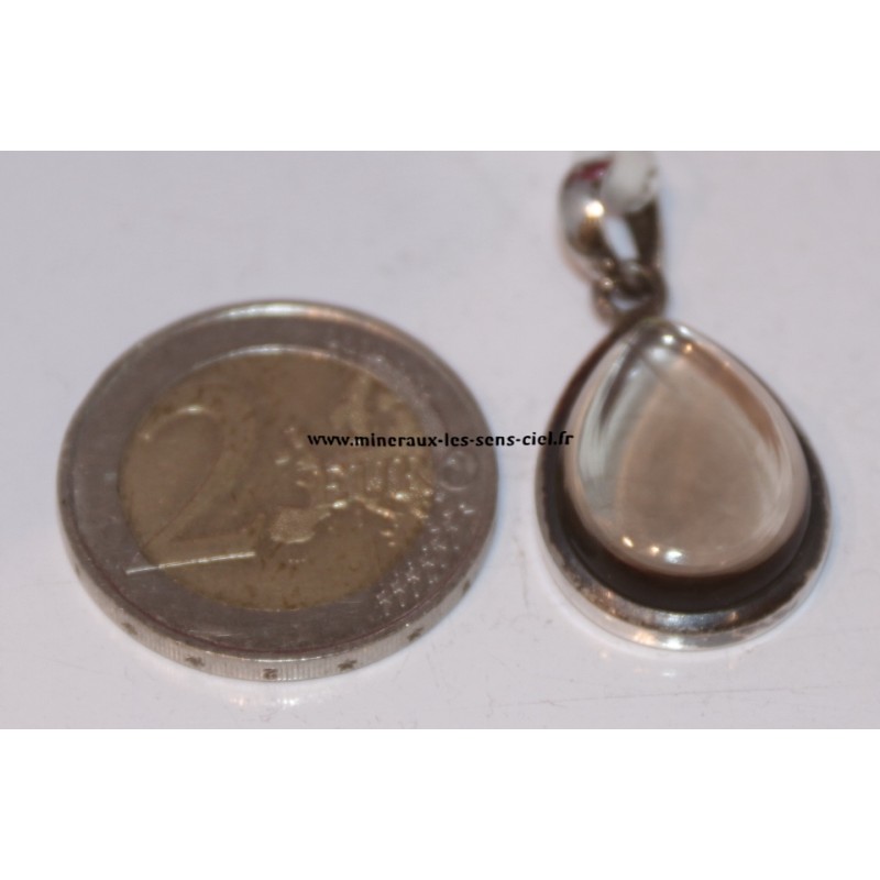 pendentif argent pierre quartz fumé