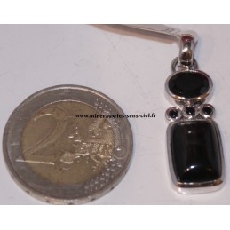 pendentif en argent obsidienne doré et spinelle noire