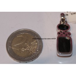 pendentif en argent spinelle noire et obsidienne doré