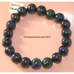 bracelet boules 10mm pierre azurite malachite