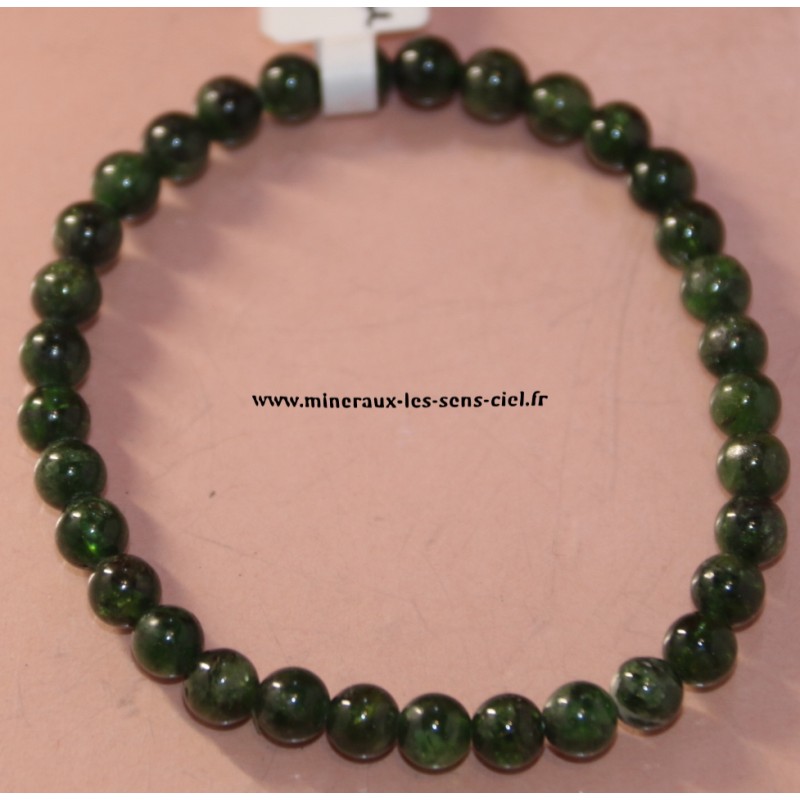 bracelet boules 5mm pierre diopside