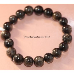 Bracelet Boules Facetté 10mm Mica Noir