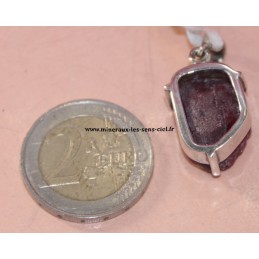 pendentif pierre tourmaline rose brut sur argent