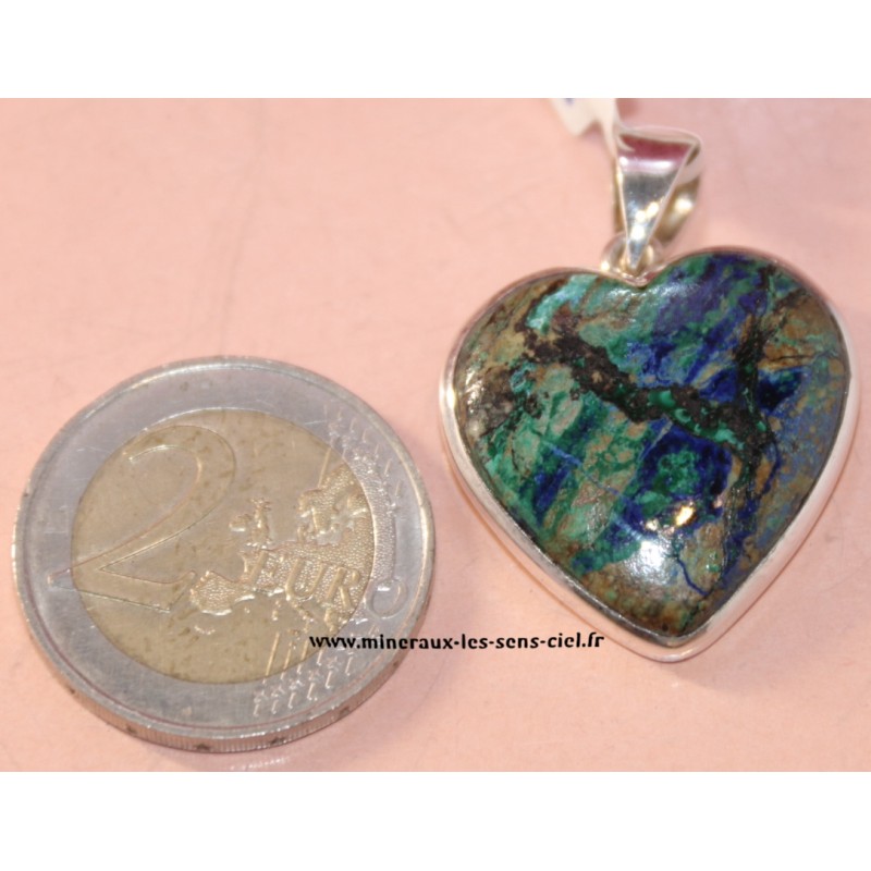 pendentif coeur azurite malachite argent