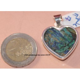 pendentif coeur pierre azurite malachite sur argent